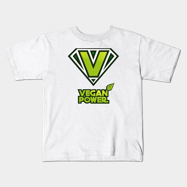 Vegan Power Kids T-Shirt by FerMinem